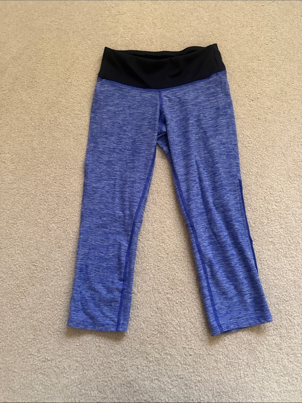 New Balance Blue Capri Leggings with Black Waistband
